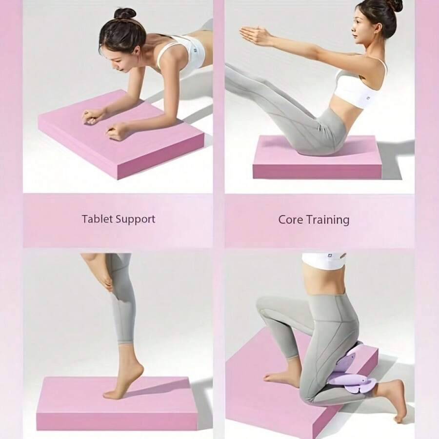 1 双面平衡瑜伽垫 - 纹理泡沫瑜伽垫，防滑表面，2 厘米厚度，粉色/紫色渐变设计 - 适用于核心训练、膝盖保护、物理治疗、家庭健身训练 - 防滑瑜伽配件 - 康复运动垫 - 普拉提稳定垫 - 健身恢复工具 - 女士健身器材 - 彩色 - 查看 1