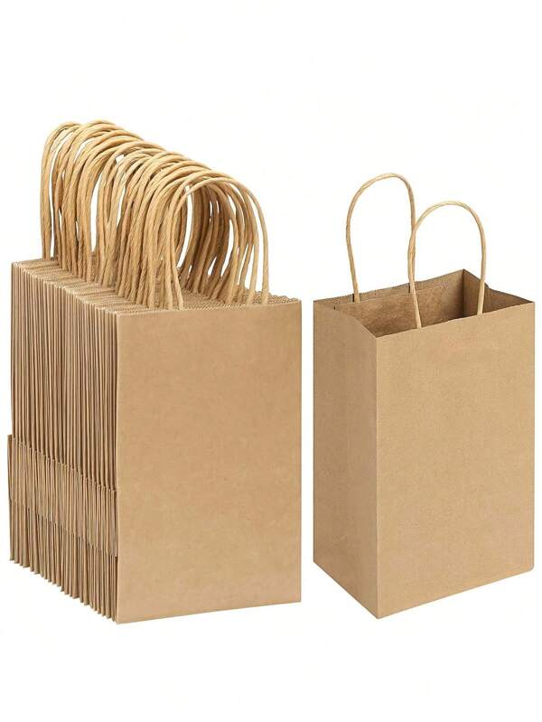 10/25 pezzi Piccole buste di carta con maniglia, imballaggio grande, adatto per regali per feste di compleanno, piccole imprese, al dettaglio di generi alimentari, matrimoni, cibo da asporto, regali artigianali, caramelle, imballaggio natalizio