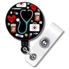 1pc Cute ID Badge Holder, Name Card Case, Retractable Key Chain Reel, Gift For Nurses And Doctors