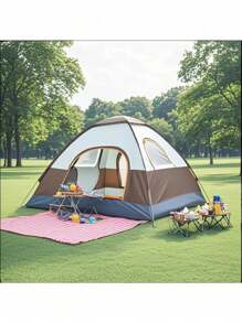 Portable Pop-Up Tent, Hydrophobic Polyester & Glass Fiber, All-Season Round Zippered Shelter With UV Protection For Outdoor Camping, Portable Shelter Spacious Interior Tent Durable Outdoor Tent, Camping Tent