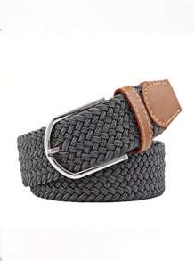 1 pieza Cinturón tejido elástico, cinturón de lona casual para mujer, cinturón elástico para hombre