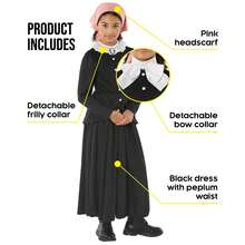 Morph Costumes Empower Girls With Our Colonial Pilgrim Costume - Fancy Dress For Historical Role Play, Activist Themes & Creative Dress-Up Fun - Black - View 4