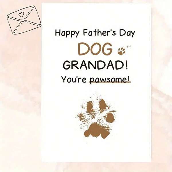 1pc Father's Day Greeting Card For Dog Lovers - "Happy Father, S Day Dog Grandad" With Paw Print Design, Perfect Gift From And Spouse To Stepfather Or Biological Father, Includes Red Envelope, Fathers Day Gift