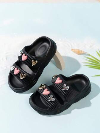 1 Pair Kids EVA Slippers, Casual Flat, Non-Slip, Breathable, For Indoor & Outdoor, Slip-On