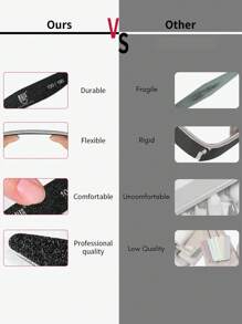 RS NAIL Limador de uñas en forma de hoja negro RSNAIL de 100/180 granos, de doble cara, ultrafino de 2 mm, para dar forma precisa, refinar la curva y alisar los bordes, lavable y reutilizable, herramienta de arte de uñas para principiantes y salones de belleza