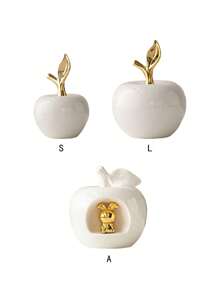 1 Peça Ornamento Cerâmico em Formato de Maçã, Branca, Decoração de Estilo Criativo e Luxuoso, Adequada para Celebração de Festas, Escritório, Quarto, Sala de Estar, Casa, Decoração de Feriado
