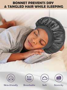 1 pièce / 2 pièces Nouvelle casquette de sommeil élastique à large bord en satin doux et respirant, style mode décontracté et confortable pour usage quotidien