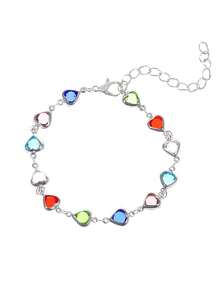 1 pieza Pulsera con diseño de corazón en cubo colorido y brillante, adecuada para joyería diaria y de fiesta de niñas, regalo de vacaciones - Unitalla - Ver 2