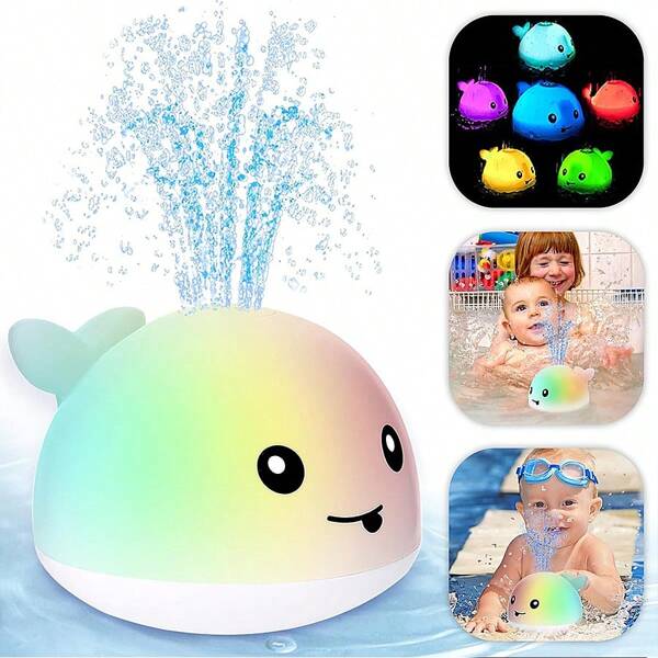 Baby Badespielzeug, Kleinkind Badespielzeug für Kinder im Alter von 1-3 Jahren, leuchtendes Wal Badespielzeug Sprinkler, Pool Wassertisch Säuglingsspielzeug 6-12-18 Monate, Badewannenbrunnen Spielzeug, Kleinkind 1. Geburtstag 1 2 3 Geschenke