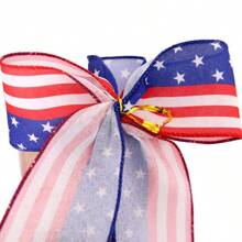 Decoraciones para el Día de la Independencia estadounidense (4 de julio), lazos, estrellas y rayas de lino fino, perfectos para porches, patios y decoraciones interiores, para volver a la escuela