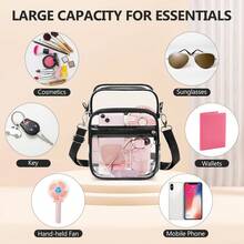 Stadium Approved Clear Crossbody Bag With Adjustable Shoulder Strap, PVC Clear Purse Bag, Back To School, Clear Messenger Bag, For Date, Concerts - màu đen - Xem 5