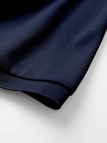 Men's Solid Color Embroidery Casual Business Short Sleeve Polo Shirt, Summer - Navy Blue - View 3