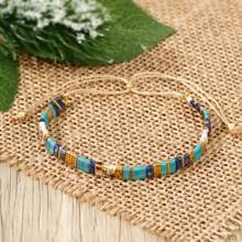 1PC Fashion Bohemian Style Colored TILA Women's Bracelet, Colored Beaded Splicing Metal Braided Rope TILA Bracelet, Stackable Summer Beach TIAL Bracelet, Daily Commuter, Party, Beach Travel Wear, Best Gift For Family And Friends, Family Gift, Birthday Gift, Beach Gift