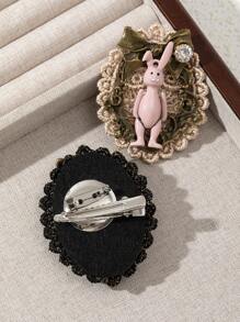 1 pieza Elegante broche de conejo decorativo hecho a mano de aleación, joya floral elegante, pin regalo para mujeres, adecuado para uso diario