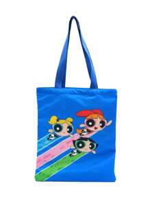THE POWERPUFF GIRLS Cartoon Style Angel Cop Canvas Shoulder Bag, Cute Fashion Tote Handbag For Girls