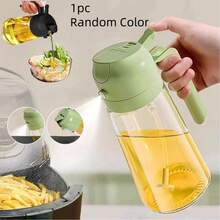 1 件烧烤喷雾瓶，透明分配器创意厨房油瓶按压细雾调味瓶，塑料喷雾瓶可用于空气炸锅浇花喷雾瓶（颜色随机）