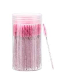 100pcs/50pcs/10pcs Disposable Mascara Wands, Nylon Bristle Eyelash Brush Spoolies, Unscented Eyebrow Extension Applicator With ABS Plastic Rod, Normal Skin Compatible - Pink And Black Wand Set
