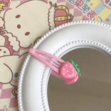 4pcs/Set Women Elegant Minimalist Strawberry Hair Clips, Suitable For Everyday Bangs And Hair Styling Claw Clips Hair Claws Hair Barrettes, School Stuff, Pink Hair Clips, Cute Accessories