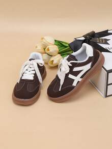 幼儿男孩和女孩软底休闲运动鞋，春秋季新款透气运动鞋， - 咖啡棕 - 查看 1