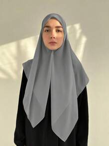 1pc Solid Color Women's Versatile Rectangular Instant Hijab Headscarf, Breathable Comfortable Lightweight High Density Chiffon Knitted Fabric, 175*70cm Chiffon Rectangular Scarf, Undershirt Headscarf, Shawl, Hijab, Suitable For Everyday Wear