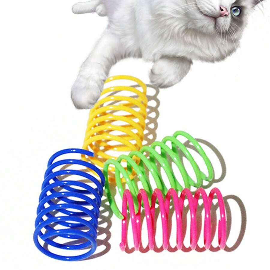 4pcs Colorful Plastic Spring Bouncing Cat Toys