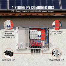 PV Combiner Box, 4 String, Solar Combiner Box With 10A Rated Current Fuse 63A Circuit Breaker Lightning Arrester And Solar Connector, ABS Plastic Case For On / Off Grid Solar Panel System, IP65 - trắng - Xem 3