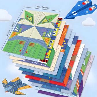 32 Piece Paper Airplane Origami Set, Handmade 3D Foldable Plane Models, DIY Colorful Origami Craft, Suitable For Adults Indoor, Travel, Outdoor Activities And Holiday Party Gifts