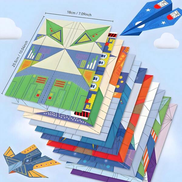 Conjunto de 32 peças de aviões de papel origami, modelos de aviões dobráveis 3D feitos à mão, artesanato de origami colorido faça você mesmo, adequado para adultos em ambientes internos, viagens, atividades ao ar livre e presentes para festas de fim de ano
