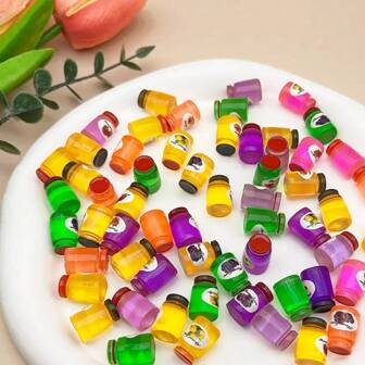 5/10/20/30/40/50pcs Random Mix Simulation Three-Dimensional Jam Jar Resin Accessories, Can Be Used For Handmade Diy Jewelry Making Cell Phone Case Pendant Hair Accessories Resin Accessories, Miniature Photo Scene Decoration Props