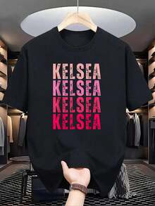 100% Cotton Personalized Name Kelsea I Love Kelsea Vintage T-Shir - Black - View 1