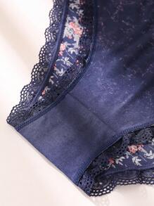 5 Teile Damen Baumwoll Sexy romantische Spitzen bedruckte Unterwäsche Set