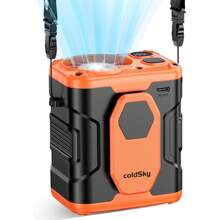 coldSky Ventilador portátil de cintura recargable de 10000mAh con clip, ventilador personal recargable para cintura/cuello con luz, 5 velocidades y flujo de aire fuerte para enfriar al aire libre, obras, campamento y viajes