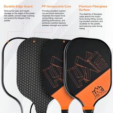 Pickleball Paddles Set Of 2, Lightweight Pickleball Rackets With 4 Balls, Fiberglass Surface With Polypropylene Honeycomb Core, Ideal Gift For Men Women Beginners - Orange - View 7