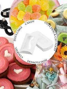 25 Stück weiße Papier Mini Kissen Verpackungsboxen mit klarem Fenster, Geschenkverpackungsbox für Backwaren, Süßigkeiten, Schokolade, Schmuck, Hochzeitsfeier, Sommerfest, Geburtstag, Strand, Schule, Zimmer Dekoration