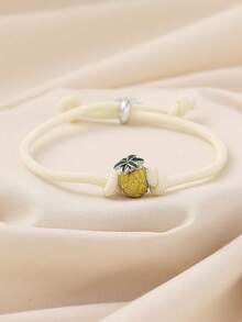 1pc Adorable Cartoon Braided Rope Crystal Star Fruit Avocado Watermelon Pineapple Carrot Decor Adjustable Bracelet For Women, Suitable For Beach, Vacation, Bar, Commute, Casual, Party, Gift, Daily Wear - Multicolor - View 5