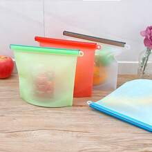 Pack Of 4 Reusable Silicone Food Storage Bags, 1000 Ml, Reusable, Durable, Home Decor, Party & Christmas Storage - 彩色 - 查看 3