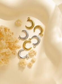 5pcs/Pack 304 Stainless Steel Smooth Moon Shaped Minimalist Versatile Accessories