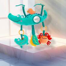 1个男孩和女孩卡通动物图案婴儿推车挂件，配有毛绒背带，带BB装置的吊床悬挂玩具，铃声，纸铃，适合新生儿的可爱娃娃挂件，婴儿玩具礼物，彩色珠子，颜色随机