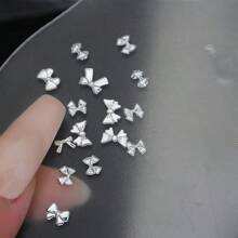 50PCS Alloy Bow Wearing Nail Decoration Mini Metal Rivets Gold And Silver Ribbon Nail Accessories