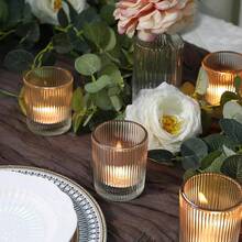 36 Pack Votive Candle Holders Bulk, Clear Tealight Candle Holder For Table Centerpiece, Ribbed Votive Holders For Wedding, Home Decor, Baby Shower Decor, Special Occasions(36) - Clear - View 7