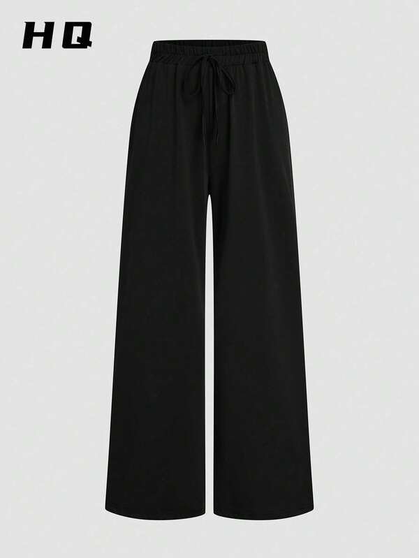 Ropa de verano para mujer, pantalones negros casuales de deporte con elástico y sueltos para uso diario y de viaje