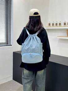 1pc Large Capacity Lightweight Portable Solid Color Fashion Minimalist Gym Bag, Dry&Wet Separation, Multi-Pocket, Convenient For Fitness, Indoor, Outdoor, Hiking, Backpack