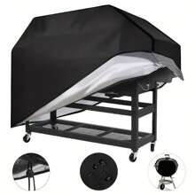 1pc Extra-Large Heavy-Duty Waterproof Grill Cover - Durable BBQ Accessory For Camping & Hiking, Heat Resistant, Easy To Clean, Weatherproof Protection For Outdoor Grills, Black Polyester With Drawstring Closure, Grill Covers For Outside