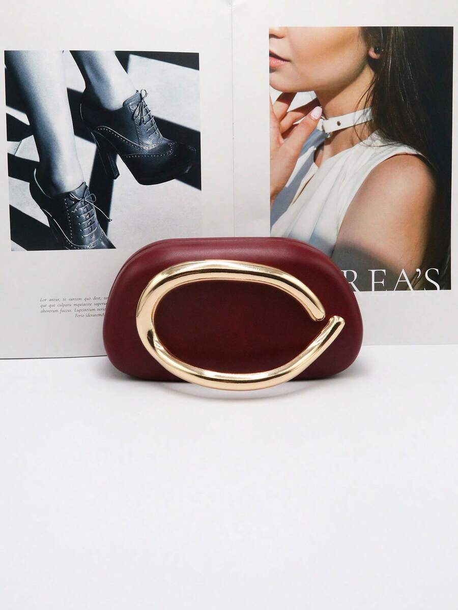 Burgundy PU Leather Clutch - Ideal For Valentine's Day, Comfortable And Fashionable, Fashion Handbag, Personalized Gift Option, Accessory 2025, Chic Style For All Occasions, Luxury Feel At Affordable Price , Burgundy Bag - 酒紅色 - 查看 1