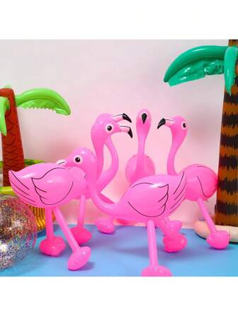 2Pcs Inflatable Pink Flamingo Decor For Summer Beach Party, Hawaiian Party Inflatable Toys Suitable For Swimming Pool, Beach, Garden Or Other Resort Pool Parties