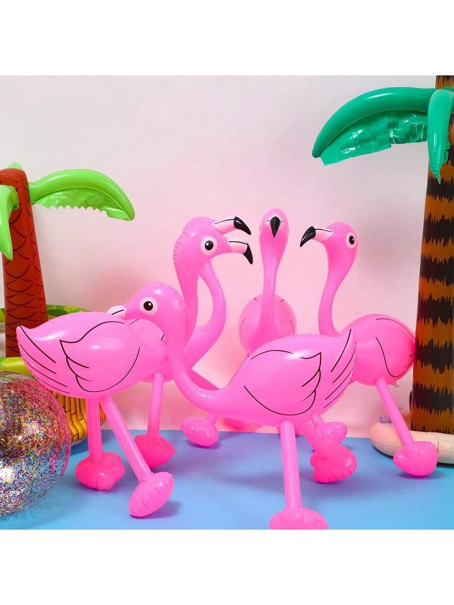 10/5/2pcs Inflatable Pink Flamingo Summer Beach Party Decor, Hawaiian Party Inflatable Toys Suitable For Swimming Pool, Beach, Garden Or Other Vacation Pool Parties - Multicolor - View 1