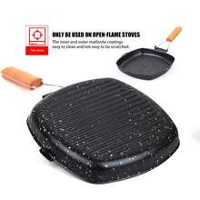 ABKOK Breakfast, Rice, Stone Beef Steak, Frying Pan, Striped Non Stick Pan, Household Flat Bottomed Pan, Gas Universal Multifunctional Gift Pot - Black - View 4