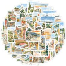 50pcs Watercolor Mexico City Graffiti Vinyl Stickers, Can Be Used For Decorating Luggage, Skateboards, Tablets, Laptops, Cups, Walls, Fridges, Cars, Helmets, Photo Albums, Journals And Other Daily Items, Suitable For Adults And Teenagers School Supplies,Back To School
