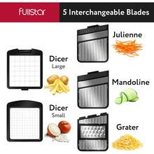 All-In-1 Vegetable Chopper And Mandoline Slicer For Kitchen - Cheese Grater, French Fry Cutter, Cheese Slicer - Bonus Handheld Spiralizer Included (6 In 1, Stainless Steel) - Black - View 2