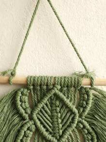 1pc Exquisite And Handmade Macrame Wall Hangings. These Hangings Feature Intricate Knotting Patterns With Tassel Details, And Accented With Light - Colored Wooden Rods And Beads. Ideal For Bohemian - Style Lovers And Home Decor Aficionados. Perfect For Decorating Living Rooms, Bedrooms, Or Any Space Seeking A Touch Of Rustic And Artistic Flair, Adding A Cozy And Inviting Atmosphere. Room Decor Bedroom Decor Wall Decor